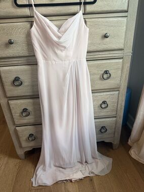 Elegant Blush Pink Cowl Neck Spaghetti Strap Maxi Dress